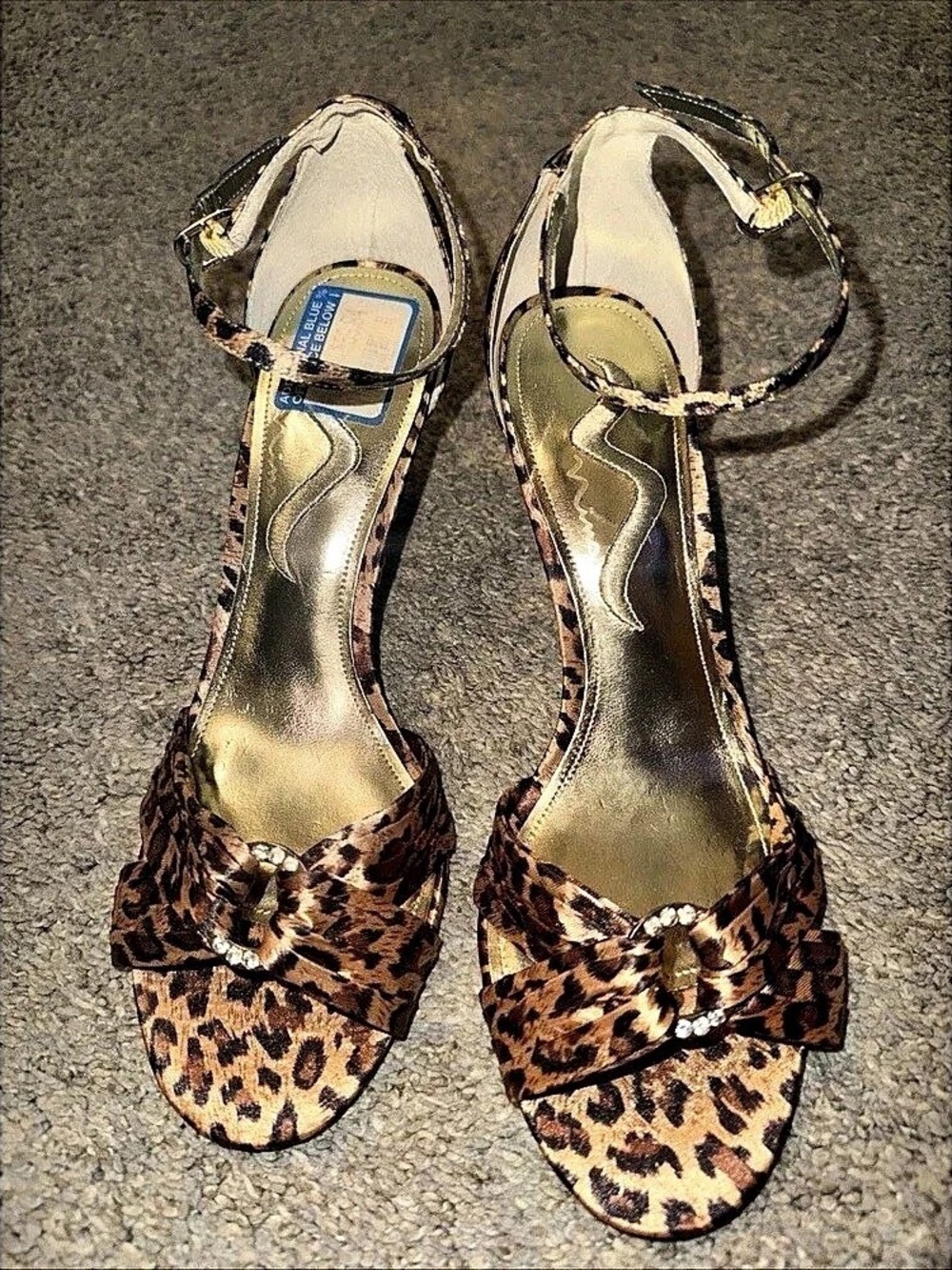 Nina Leopard Print Ankle Strap Heels